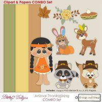 Animal Thanksgiving Clipart COMBO Set