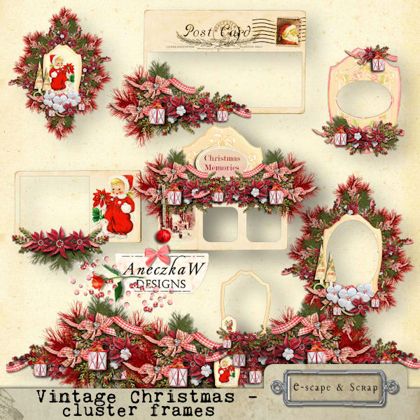 Vintage Christmas - cluster frames by AneczkaW - Click Image to Close