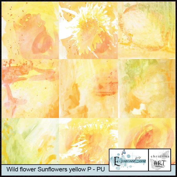 Wild flowers Sunflowers Papers yellow by Christine Art