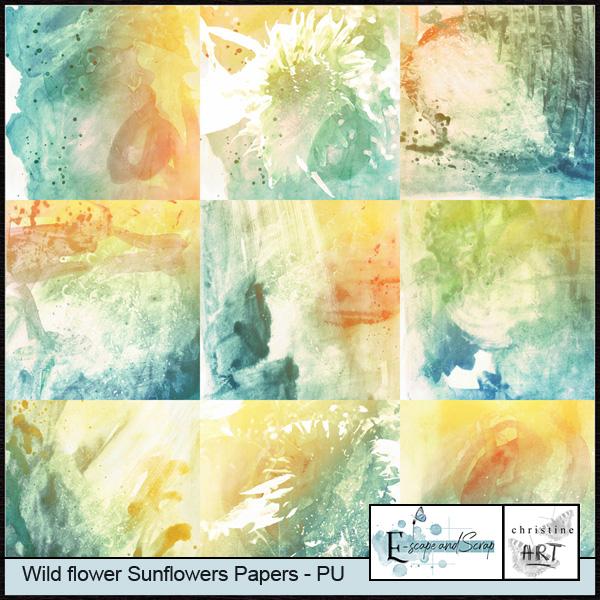 Wild flowers Sunflowers Papers by Christine Art