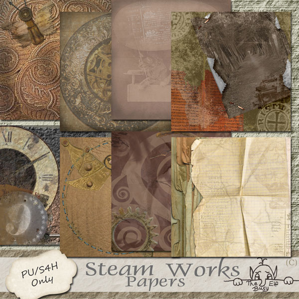 Steam Works Paper Pack by The Busy Elf - Click Image to Close